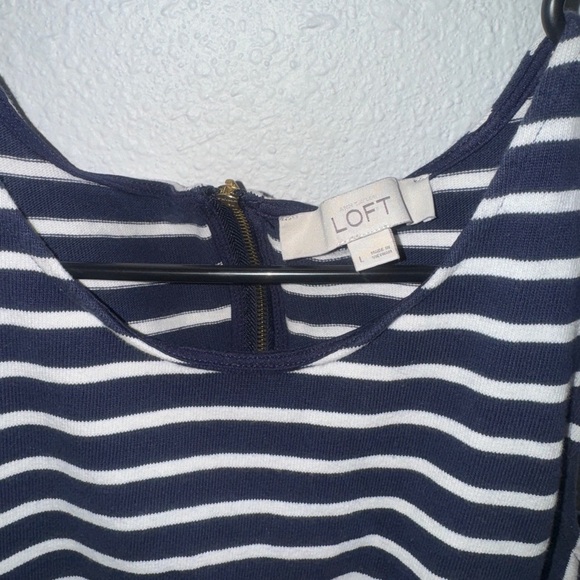 LOFT Navy Blue and White Casual Sleeveless Sundress - Picture 2 of 5